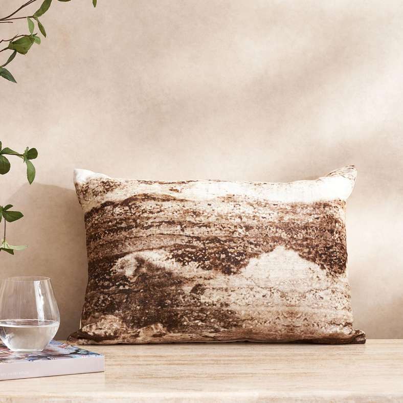 Pan Home Beige Digital Printed Filled Cushion 35x50cm