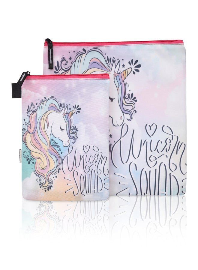 ECHO BOOMERS New Twin Unicorn Squad Printed Combo Folder Set Jr. | A4 & Mini Water-Resistant Folders | Cushioned, Padded, Stylish & Washable | Perfect for Documents, Gadgets, Art Supplies. - Image 1