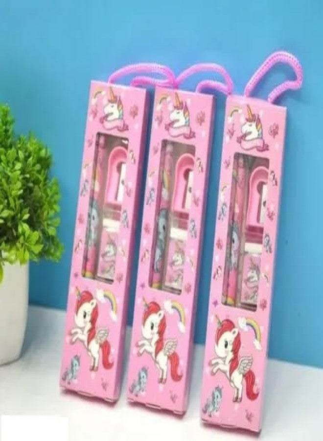 53 Arts Unicorn Stationery Set – 2 Pencils, 1 Sharpener, 1 Eraser, Random Colors for Girls Pack Of2 - Image 3