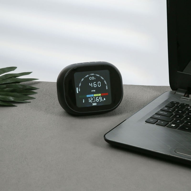3 In 1 Carbon Dioxide CO2 Temperature Humidity Detector Desktop Small Carbon Dioxide Detector Portable Home Office Hotel Indoor Temperature Humidity Meter Screen Brightness Adjustable - Image 2
