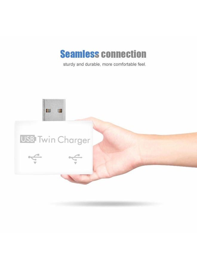 Ashata Mini Hub USB2.0 Male to 2-Port USB Twin Charger Splitter Adapter Converter Kit for Mobile Phone/ Laptop (White) - Image 5