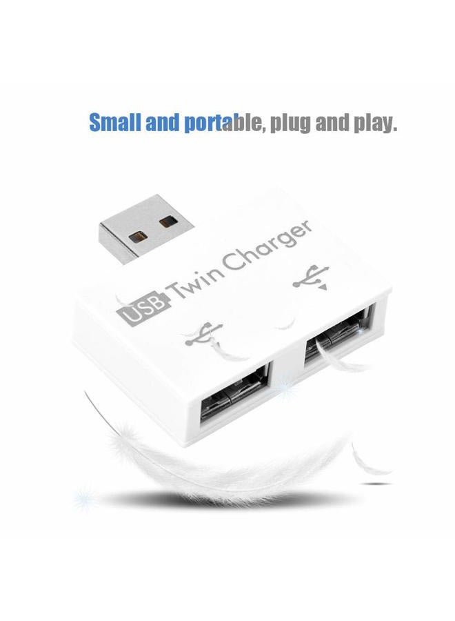 Ashata Mini Hub USB2.0 Male to 2-Port USB Twin Charger Splitter Adapter Converter Kit for Mobile Phone/ Laptop (White) - Image 3