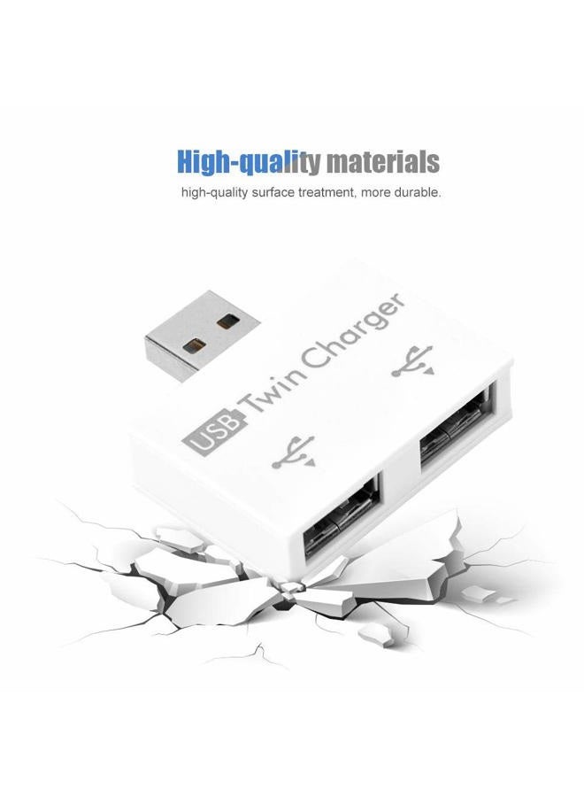 Ashata Mini Hub USB2.0 Male to 2-Port USB Twin Charger Splitter Adapter Converter Kit for Mobile Phone/ Laptop (White) - Image 4