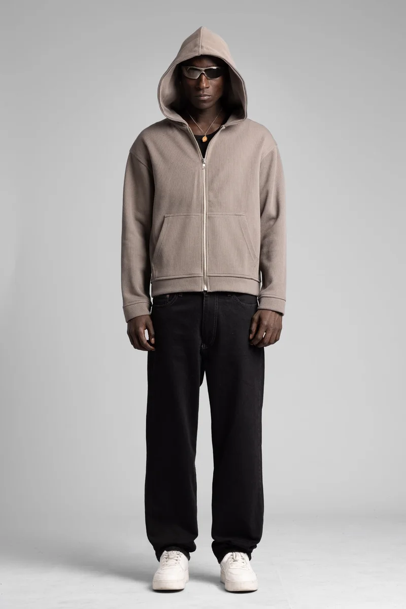 Catch Diagonal Hooded Zip-Up Sweatshirt