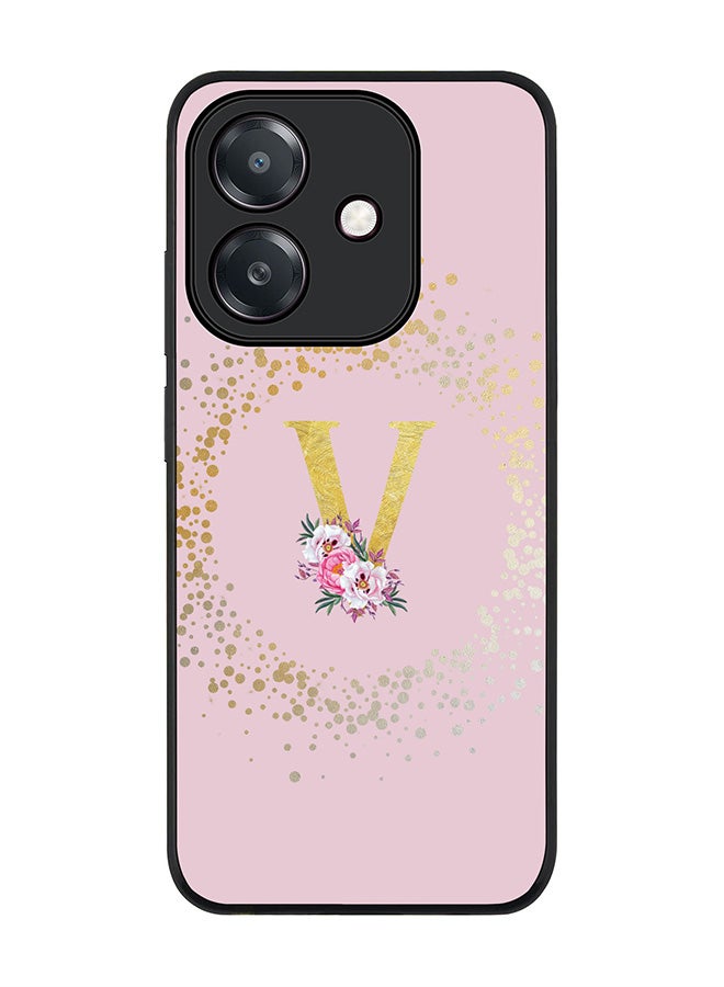 Stylizedd For Oppo A3x 4G / A3 4G Case,Slim fit Camera Protection, Shockproof Thin Phone cover - Custom Monogram Floral - V (Pink ) - Image 1