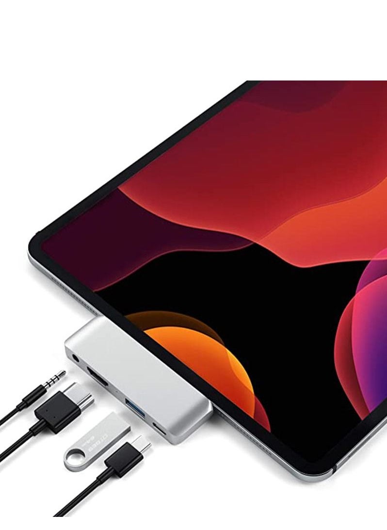 Generic - Satechi Aluminum Type-C Mobile Pro Hub Adapter with USB-C PD Charging, 4K HDMI, USB 3.0 & 3.5mm Headphone Jack - Compatible with 2020 iPad Pro, Microsoft Surface Pro 7/Surface Go and More (Silver) - Image 1