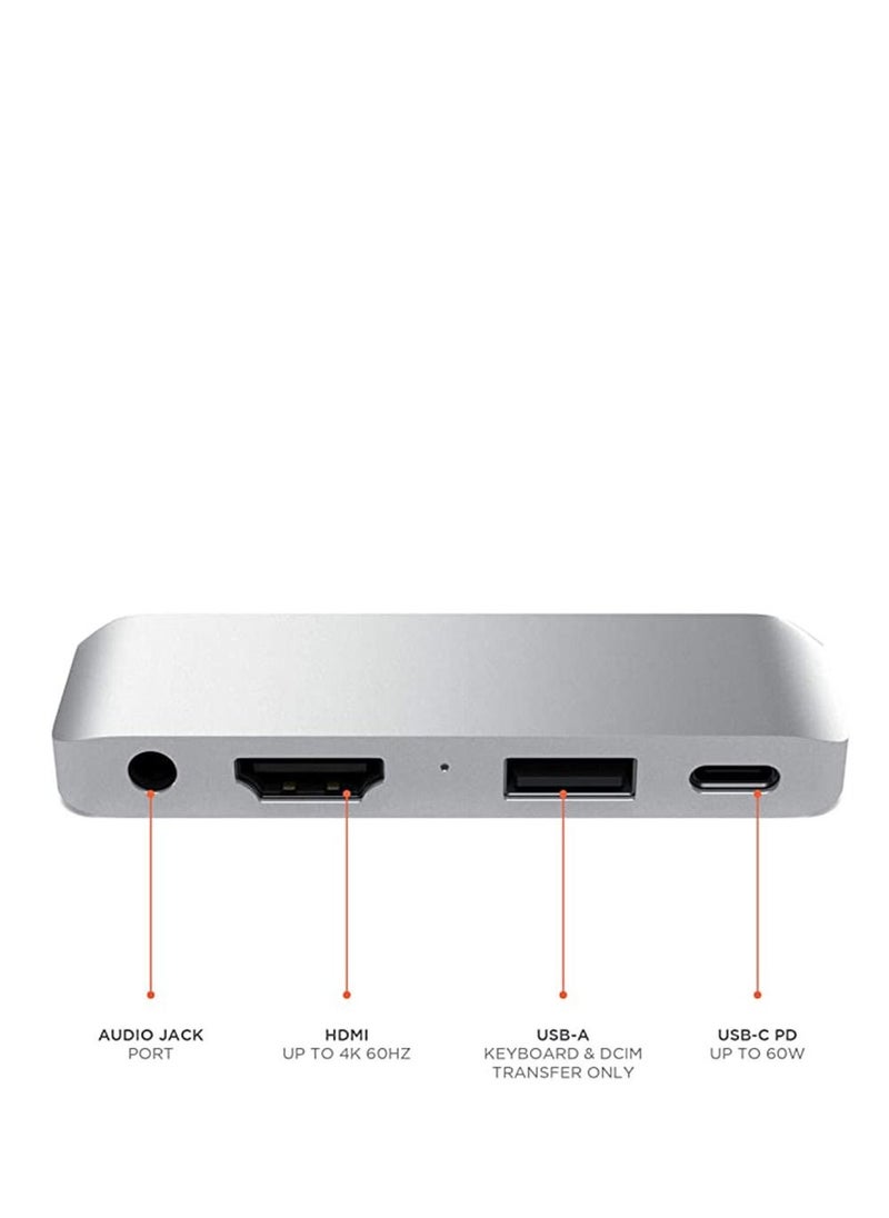 Generic - Satechi Aluminum Type-C Mobile Pro Hub Adapter with USB-C PD Charging, 4K HDMI, USB 3.0 & 3.5mm Headphone Jack - Compatible with 2020 iPad Pro, Microsoft Surface Pro 7/Surface Go and More (Silver) - Image 1