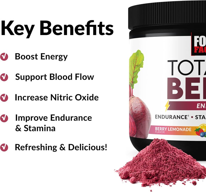 FORCE FACTOR Total Beets Energy Drink Mix 2Pack Superfood Beet Root Powder Nitrates to Boost Energy Support Circulation Blood Flow Nitric Oxide and Stamina Heart Health Supplement 60 Servings - Image 2