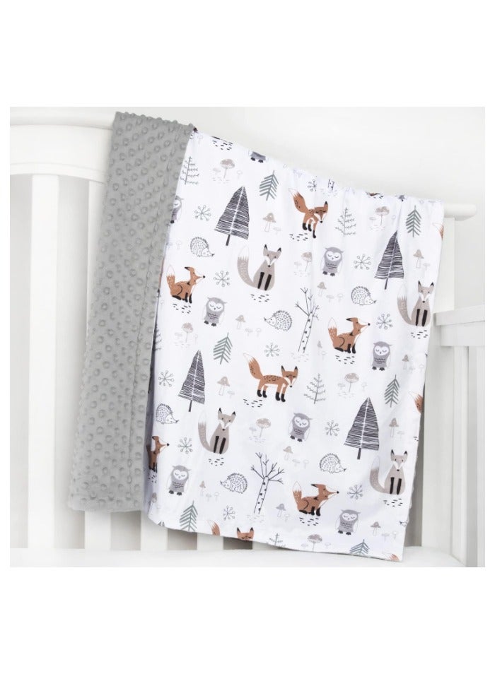 Baby Blanket for Boys Girls Soft Plush Minky Blanket with Double Layer Dotted Backing for Toddler with Forest Foxes Multicolor Printed (75 x 100 cm) - Image 2