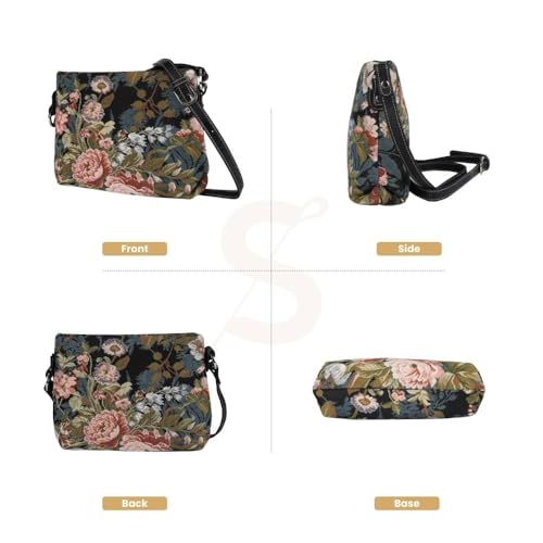 Signare Tapestry Crossbody Bag Shoulder Purse for Women In Peony Flower (XB02-PEO) - Image 2