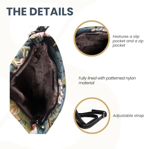 Signare Tapestry Crossbody Bag Shoulder Purse for Women In Peony Flower (XB02-PEO) - Image 4