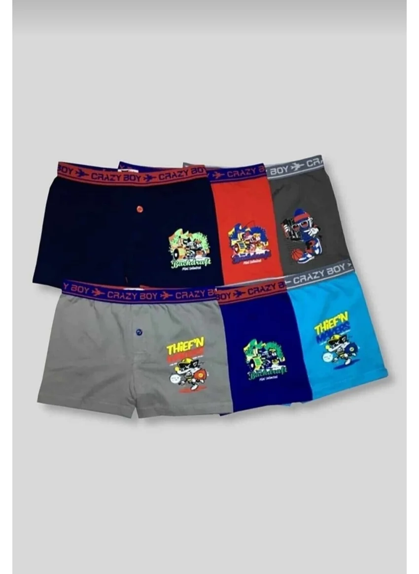 Tutku 0253 Kids Elastane Printed Boxer 6 Pieces