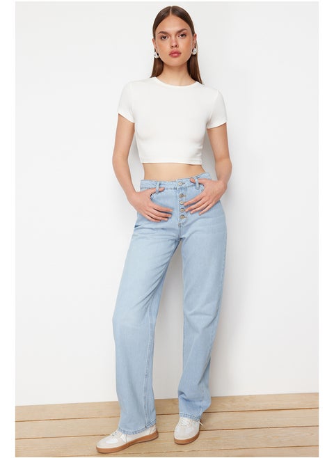 Light Blue Low Waist Wide Leg Jeans TWOSS24JE00316