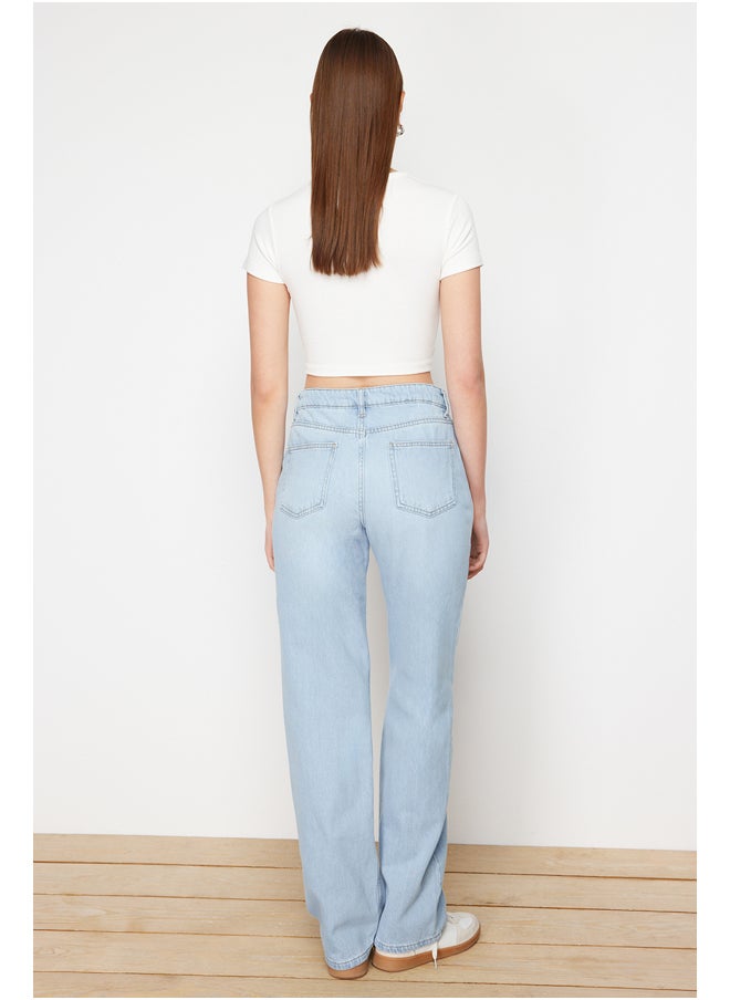 Light Blue Low Waist Wide Leg Jeans TWOSS24JE00316