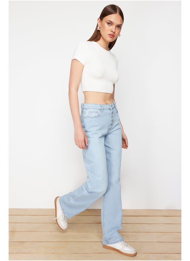 Light Blue Low Waist Wide Leg Jeans TWOSS24JE00316