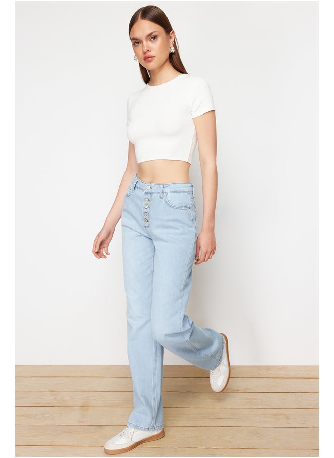 Light Blue Low Waist Wide Leg Jeans TWOSS24JE00316