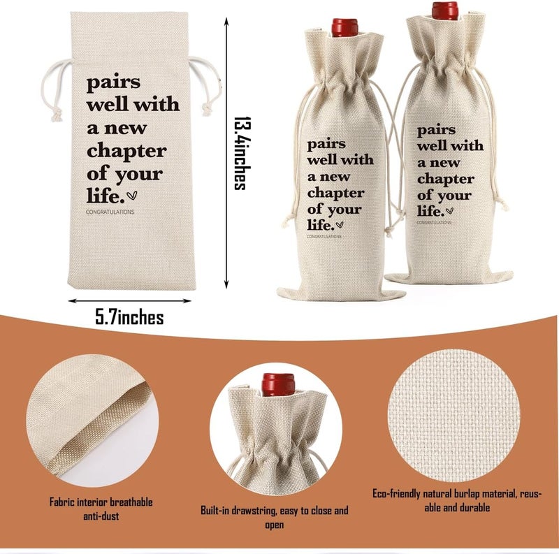 XFW 1 Pcs Funny New Chapter Wine Bag New Beginnings Gifts for Women Men Farewell Gifts for Friends Going Away Gifts for Coworkers Women Men Moving Away Gifts for Friends New Teacher Gifts - Image 1