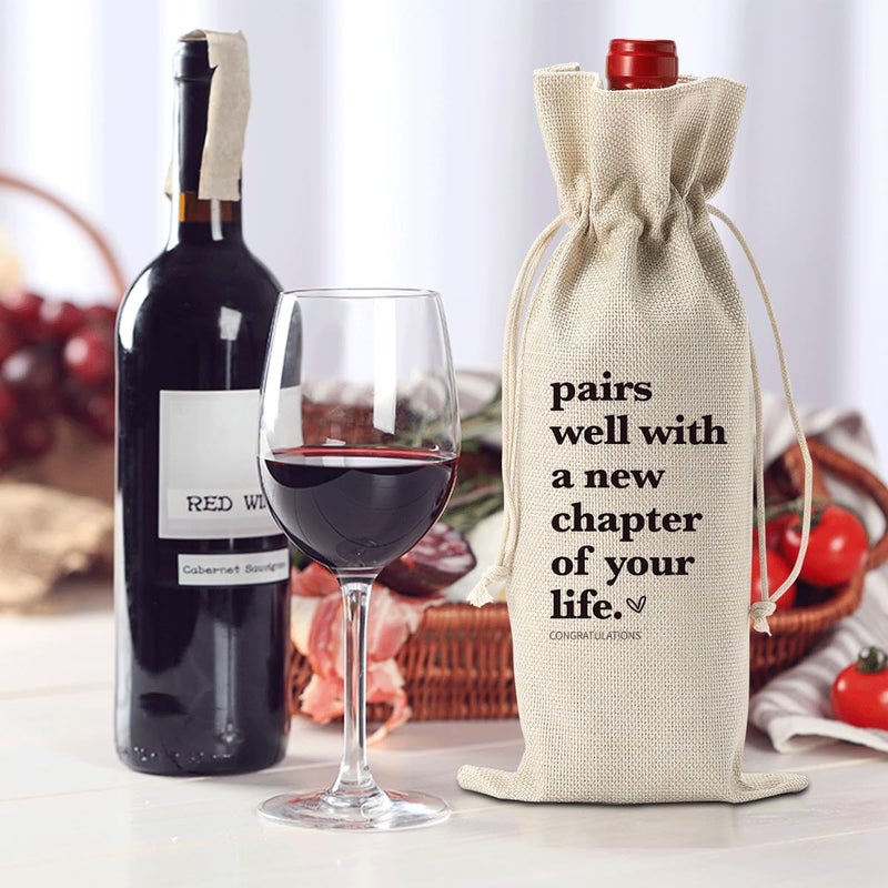 XFW 1 Pcs Funny New Chapter Wine Bag New Beginnings Gifts for Women Men Farewell Gifts for Friends Going Away Gifts for Coworkers Women Men Moving Away Gifts for Friends New Teacher Gifts - Image 4