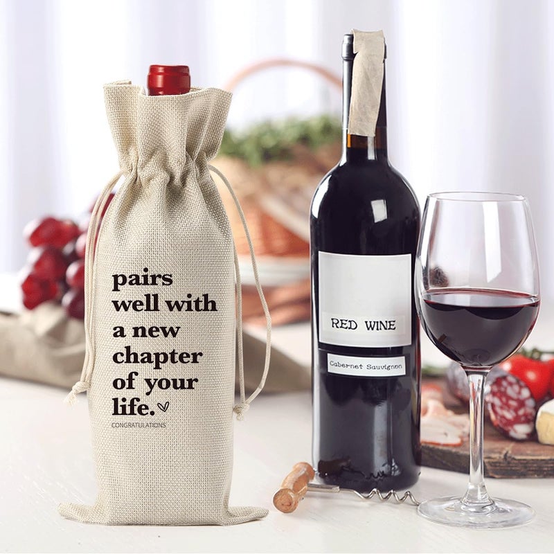 XFW 1 Pcs Funny New Chapter Wine Bag New Beginnings Gifts for Women Men Farewell Gifts for Friends Going Away Gifts for Coworkers Women Men Moving Away Gifts for Friends New Teacher Gifts - Image 2