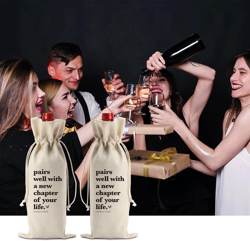 XFW 1 Pcs Funny New Chapter Wine Bag New Beginnings Gifts for Women Men Farewell Gifts for Friends Going Away Gifts for Coworkers Women Men Moving Away Gifts for Friends New Teacher Gifts - Image 3