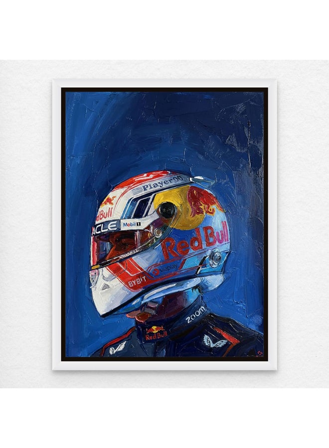 Art Decor Framed Canvas Portrait Print of Red Bull F1 Racing Helmet Art Formula 1 Driver Motorsport Wall Decor for Home Living Room Office - Image 1