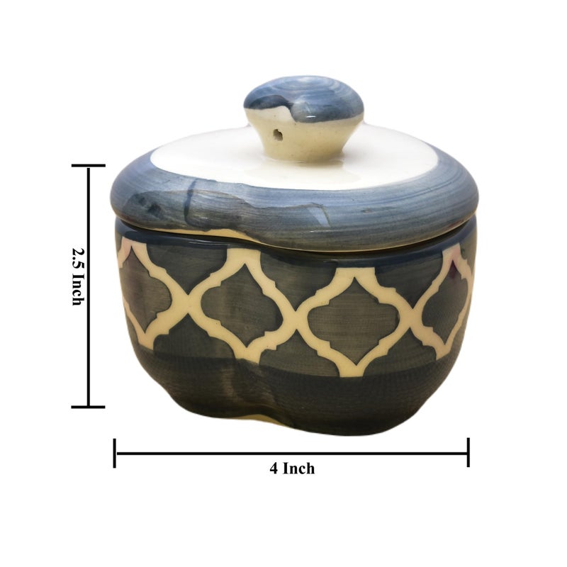 Kunhar Multipurpose Ceramic Donga - Grey Chidi | 350 ML Lidded Serving Donga | Microwave & Dishwasher Safe | Ideal for Gravy, Dal, Curry & More - Image 2