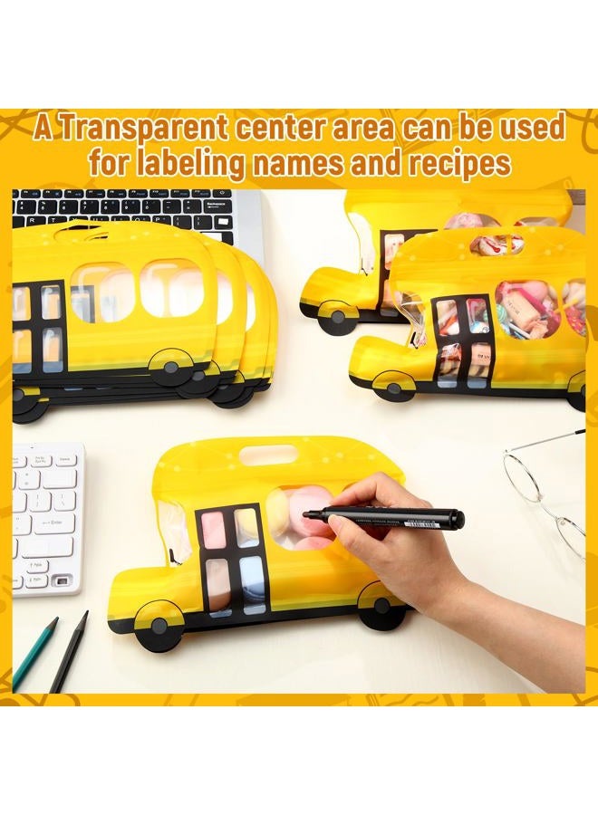 Watersay 50 Pcs Back to School Party Favor Yellow School Bus Goodie Bags Plastic Resealable Candy Gift Bags with Handle for Birthday Party Supplies - Image 4
