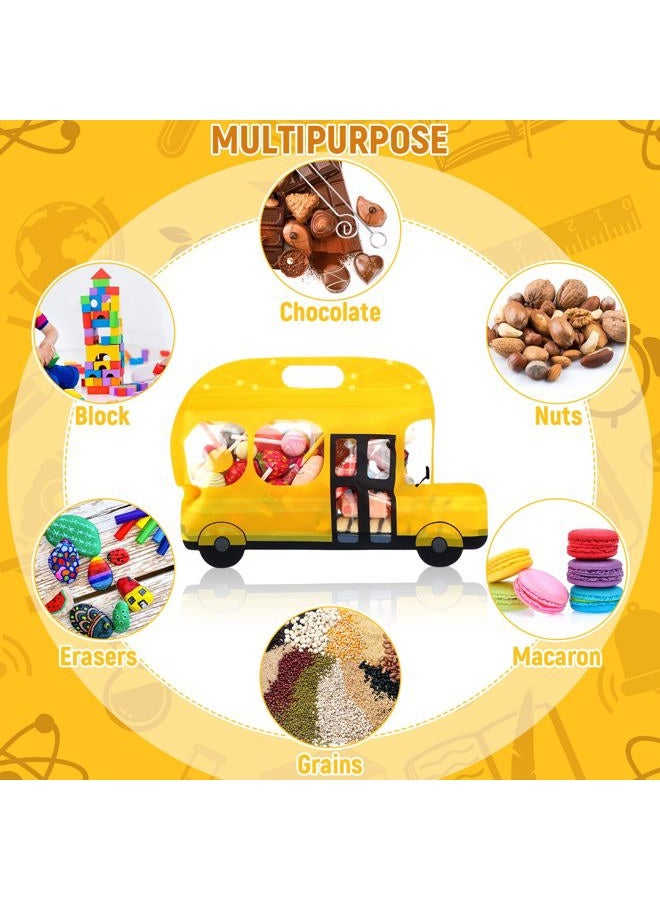 Watersay 50 Pcs Back to School Party Favor Yellow School Bus Goodie Bags Plastic Resealable Candy Gift Bags with Handle for Birthday Party Supplies - Image 3