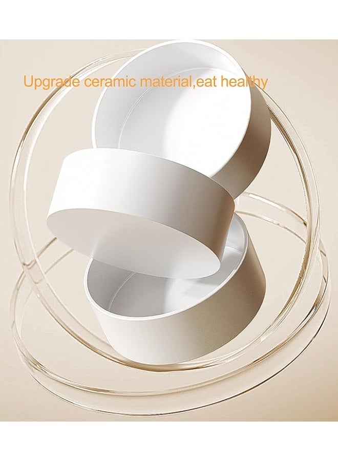 DUNISO وعاء حيوانات أليفة، وعاء قطط مرتفع مائل، وعاء طعام خزفي للحيوانات الأليفة، مضاد للانزلاق، سهل التنظيف، وعاء مزدوج للحيوانات الأليفة للطعام والماء، أبيض - Image 5