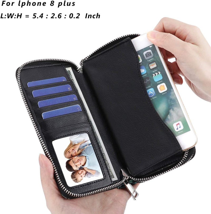 HAWEE Cellphone Wallet for Women Dual Zipper Long Purse with Removable Wristlet - Image 2