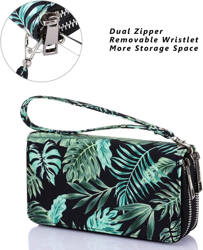 HAWEE Cellphone Wallet for Women Dual Zipper Long Purse with Removable Wristlet - Image 4