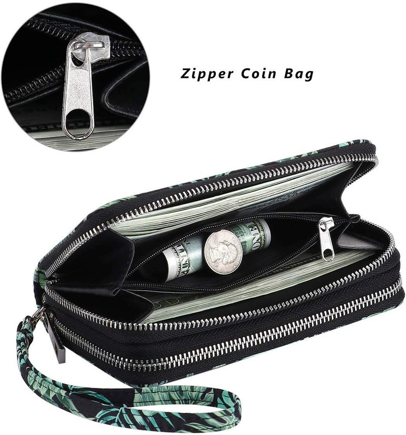 HAWEE Cellphone Wallet for Women Dual Zipper Long Purse with Removable Wristlet - Image 3