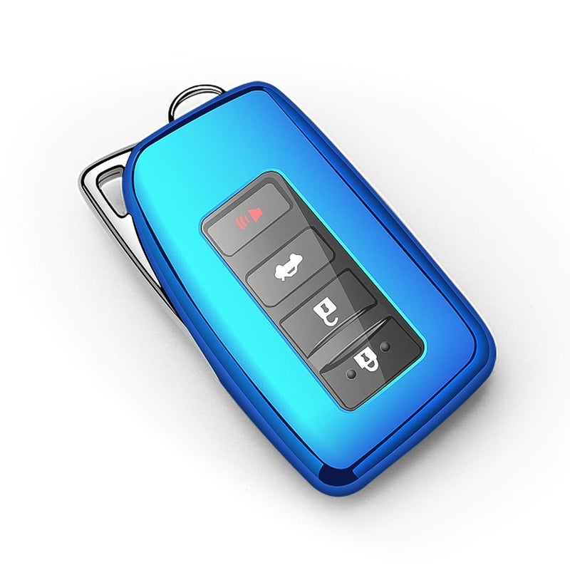 Tukellen for Lexus Key Fob Cover Premium Soft TPU Full Protection Key Shell Key Case Compatible with Lexus ES is GS NX LS RX RC 300h 350 200t 250 300 F 450h 460 600h Smart Keyless Fob Remote KeyBlue