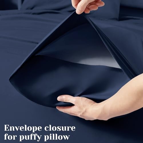 BYSURE 6 Pieces Bed Sheets Set(King, Blue Navy) - Hotel Luxury Super Soft 1800 Thread Count 100% Microfiber Sheets with Deep Pockets, Wrinkle & Fade Resistant - Image 5