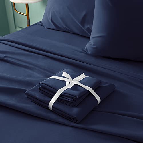 BYSURE 6 Pieces Bed Sheets Set(King, Blue Navy) - Hotel Luxury Super Soft 1800 Thread Count 100% Microfiber Sheets with Deep Pockets, Wrinkle & Fade Resistant - Image 4