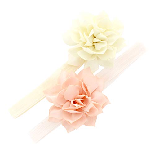 My Lello Baby Petal Flower Headbands Mixed Colors 2-Pack (Ivory/Pink Blush) - Image 1