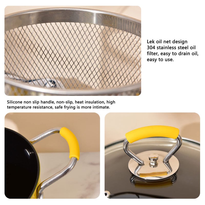 jerss 3L Deep Fryer Pot with Basket, 304 Stainless Steel Mini Deep Oil Fryer Anti Scalding Silicone Handle for Tempura Chips, Fries, Fish and Chicken - Image 5