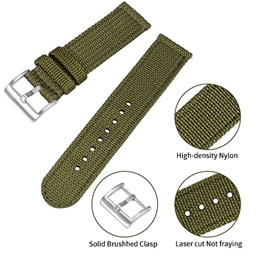 TStrap Nylon Watch Strap 20mm - Quick Release Watch Band Soft Green - Canvas Military Wtach Bands for Men Ladies – for Smart watch Bracelet Replacement with Clasp - 18mm, 20mm, 22mm 24mm - Image 3