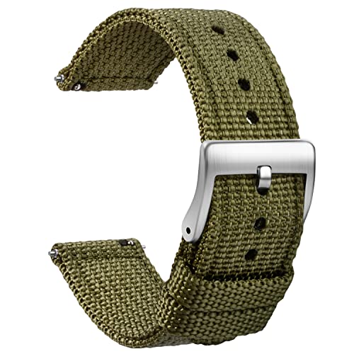 TStrap Nylon Watch Strap 20mm - Quick Release Watch Band Soft Green - Canvas Military Wtach Bands for Men Ladies – for Smart watch Bracelet Replacement with Clasp - 18mm, 20mm, 22mm 24mm - Image 1