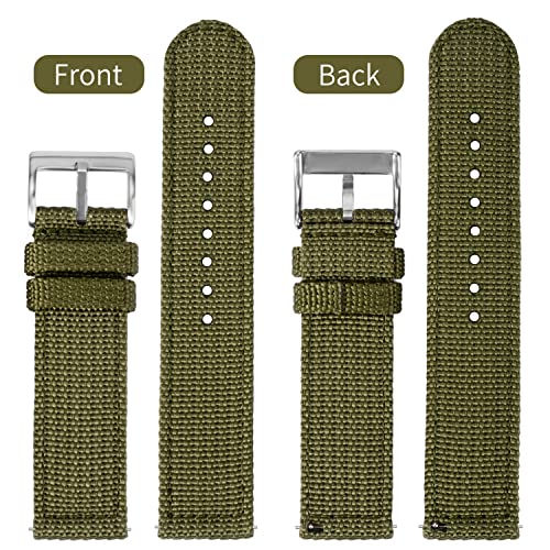 TStrap Nylon Watch Strap 20mm - Quick Release Watch Band Soft Green - Canvas Military Wtach Bands for Men Ladies – for Smart watch Bracelet Replacement with Clasp - 18mm, 20mm, 22mm 24mm - Image 2