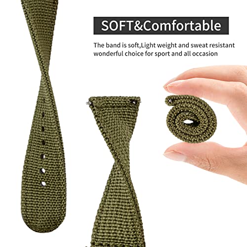 TStrap Nylon Watch Strap 20mm - Quick Release Watch Band Soft Green - Canvas Military Wtach Bands for Men Ladies – for Smart watch Bracelet Replacement with Clasp - 18mm, 20mm, 22mm 24mm - Image 4