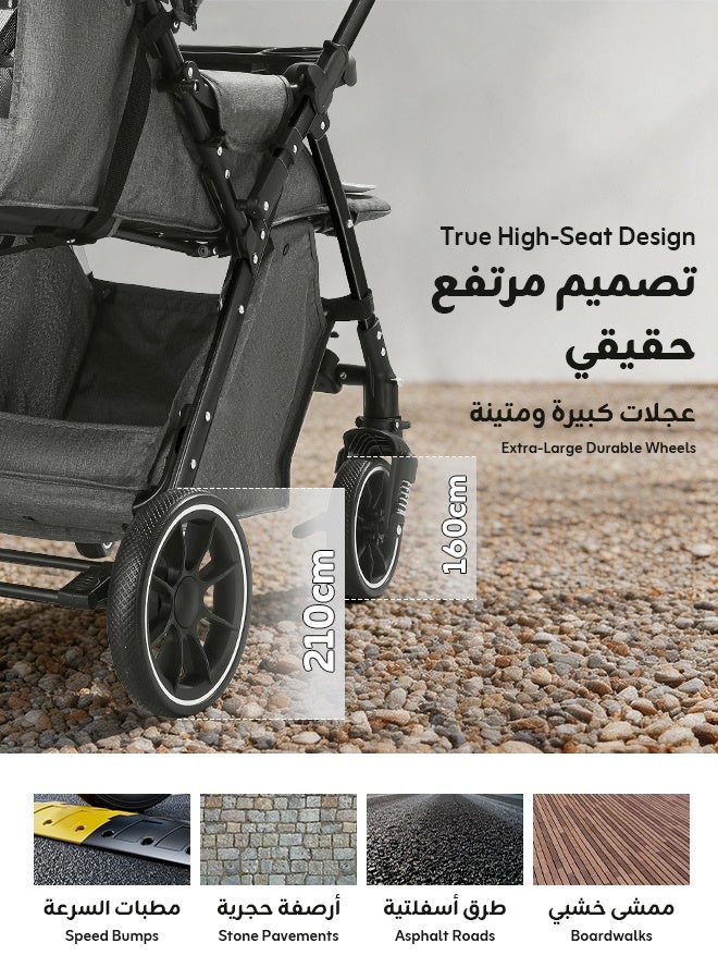 Aurlar Luxury High Landscape Reversible Baby Stroller, Lightweight Foldable with One-Click Quick Fold, 360° Shock-Absorbing Wheels, Suitable from Newborn to 6 Years, Gold - Image 5