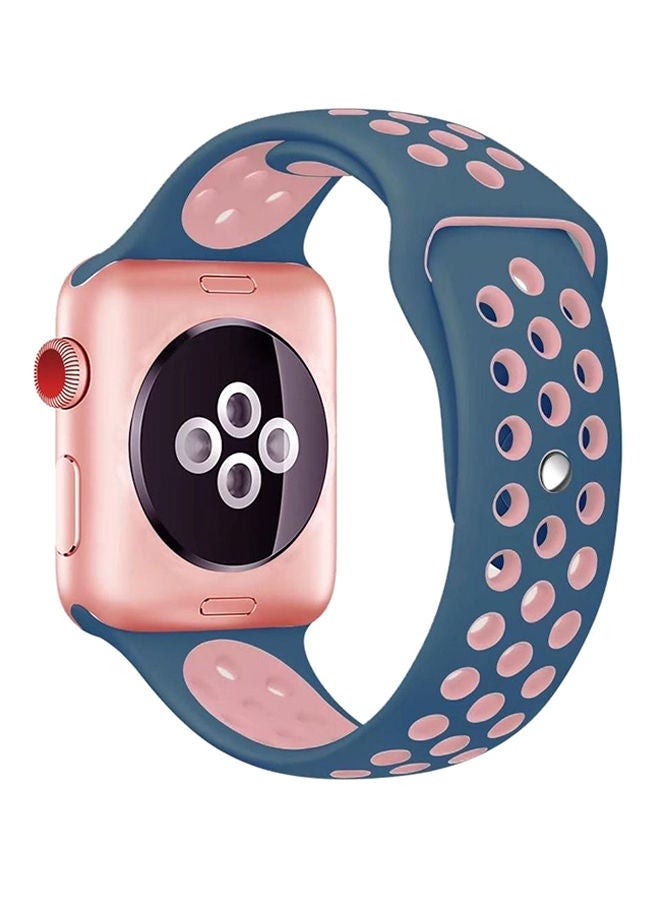 NIBEMINENT Silicone Sport Wrist Band For Apple Watch 44 mm Blue/Pink