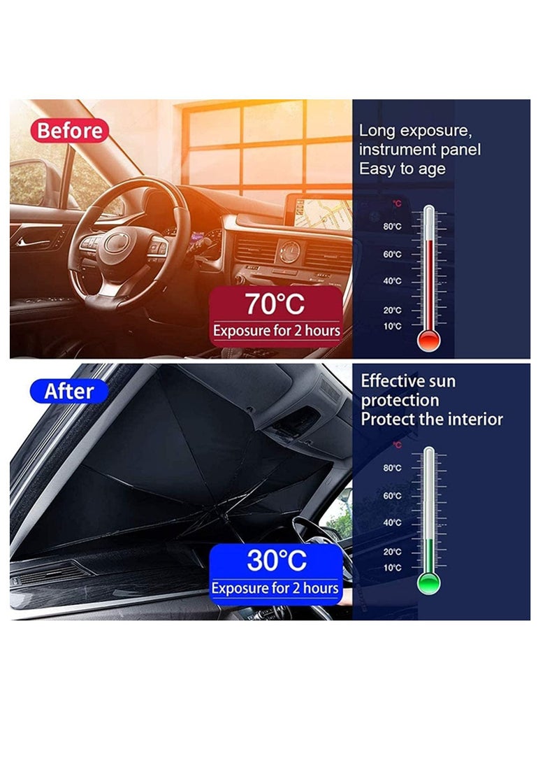 Car Windshield Sun Shade Protector Foldable Umbrella Covers for Car Front Window Sunshade - UV Block Protection - Fit Most Vehicle (Pack of 1) - Image 4