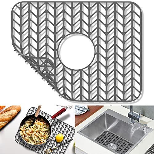 GUUKIN Sink Protectors for Kitchen Sink Grid 16316 X 1212 Centered Drain for Single Sink Bowl with Corner Radius 41116 Kitchen Mat - Image 3