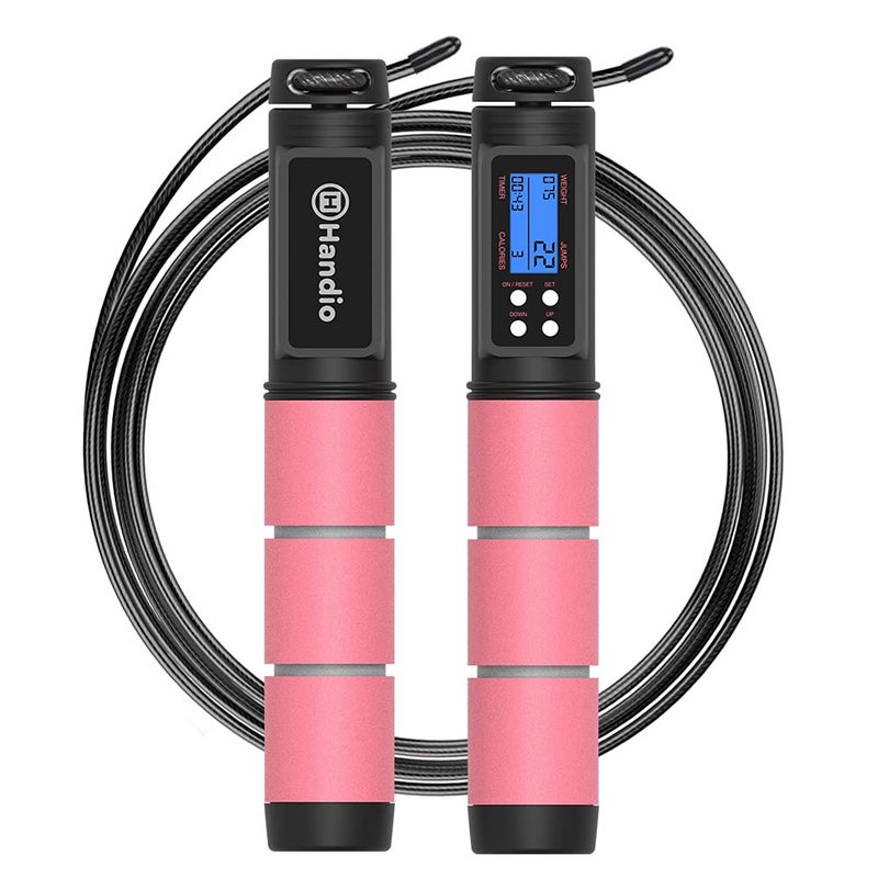 H HANDIO Jump Rope, H Handio Jump Rope with Counter, Workout Jumping Rope with Steel Ball Bearings, Adjustable Length Speed Skipping Rope for Men Women Kids Home Gym, Crossfit, Fitness Exercise - Image 1