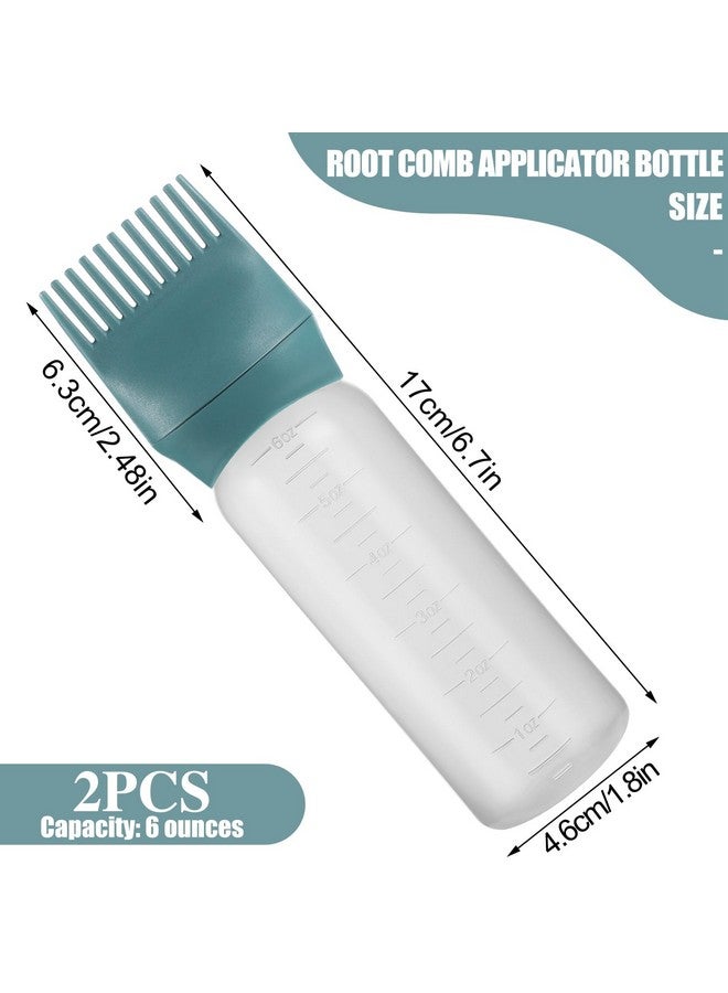 Pimoys Hair Oil Applicator Bottle 6 Ounce, 2 Pack Root Comb Applicator Bottle Hair Dye Bottle Oiling Applicator Brush With Graduated Scale, Dark Blue - Image 2