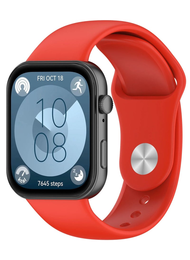 سوار سيليكون لساعة هواوي واتش فيت 3 / فيت 4 / فيت 4 برو الرياضية، ملحقات الساعة الذكية، سوار كوريا بديل (أحمر) - Image 1