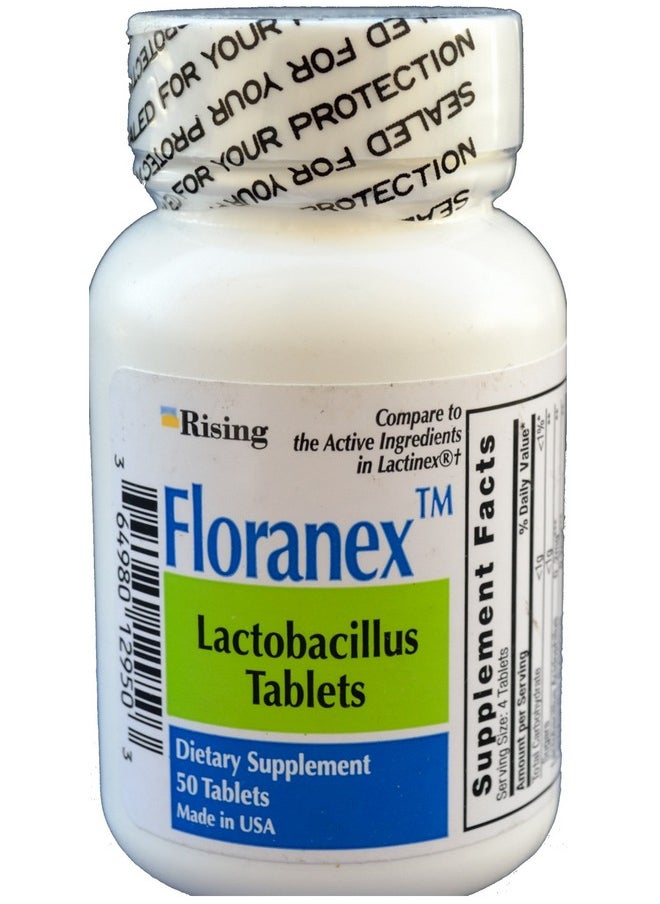 Rising - Floranex Probiotic For Colon Health Generic For Lactinex 50 Tablets Per Bottle Pack Of 2 Total 100 Tablets - Image 1