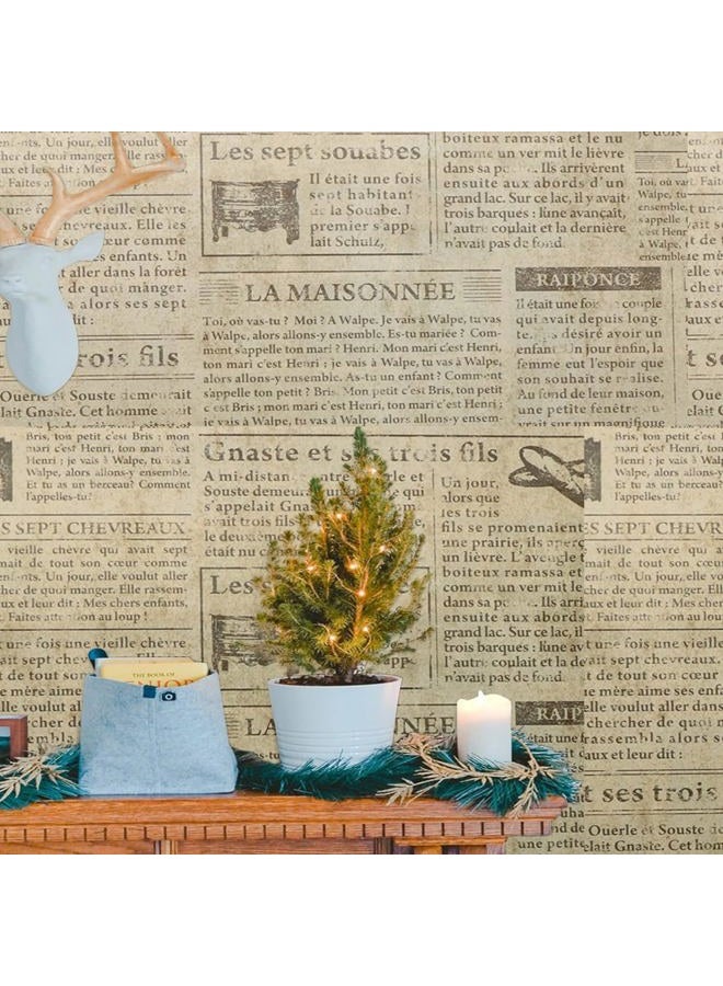 TANONE Vintage Wallpaper 17.7" X 19.7ft Self Adhesive Newspaper Wallpaper Stick and Peel for Drawer French Retro Decorative Furniture - Image 2